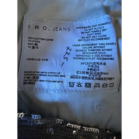 IRO Jeans Womens 28 Blue Silver Jones Sequin Embellished Mid Rise Slim Leg Denim - Picture 7 of 7
